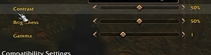 Curseurs Contraste et Luminosité à 50 % et Gamma à 1 dans les options de WoW Forever